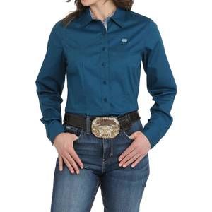 NEW CINCH long sleeve diamond print button shirt in blue
